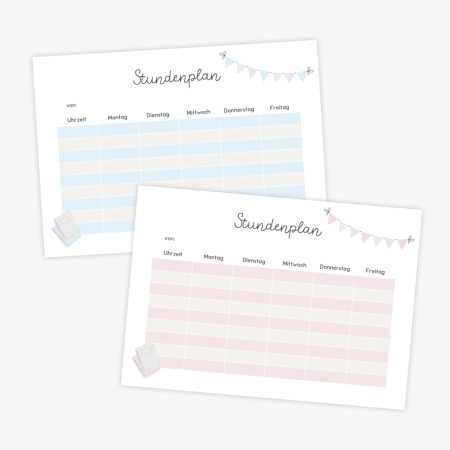 Stundenplan in hellblau und rosa von felilu